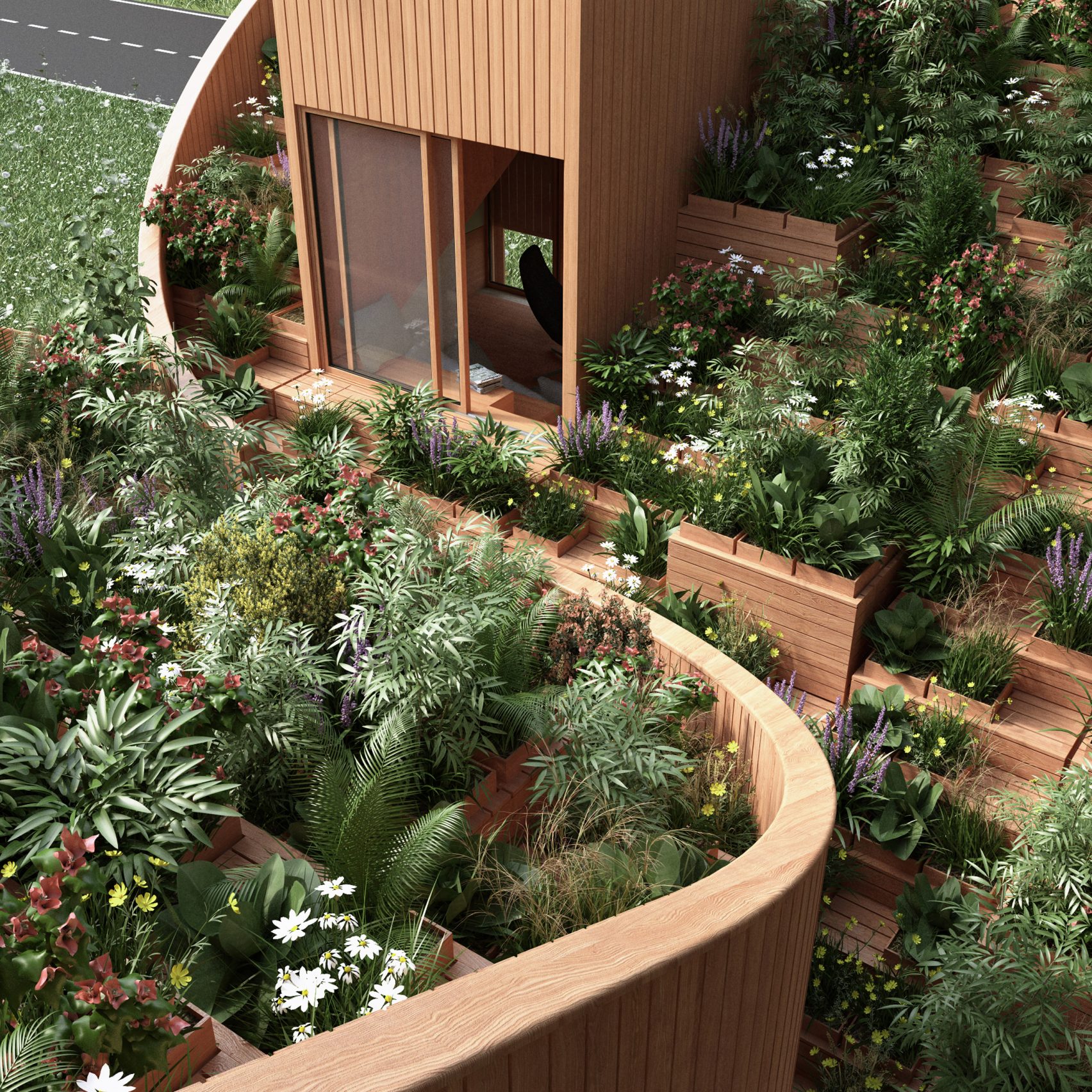 Kendi kendine yeten ekolojik evin çatısında tarım bahçeleri var