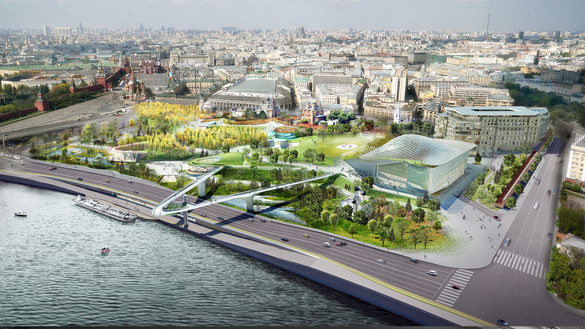 Moskova'nın yeni parkı yapay olarak mikroklima iklim alanları yaratıyor